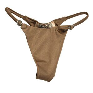 Yung Reaper Thong  Rhinestone Bikini Bottoms in Golden Brown